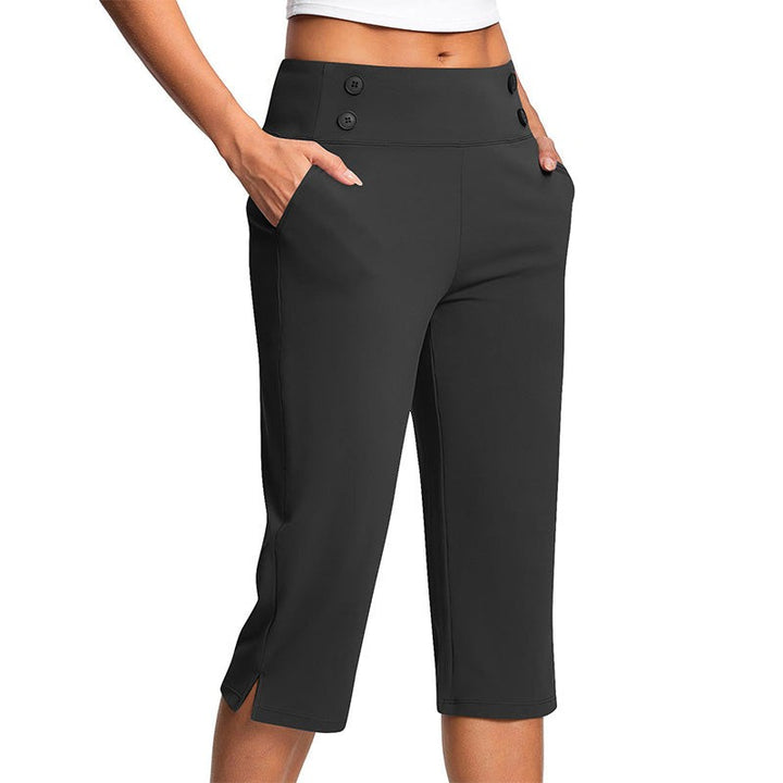 Women's Yoga Capri Pants - High-Rise Waistband