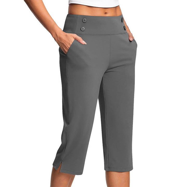 Women's Yoga Capri Pants - High-Rise Waistband
